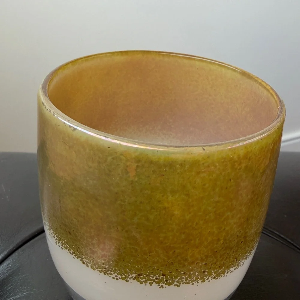 Glassybaby Grace Treasure Series Gold White Hand Blown Votive Candle Holder